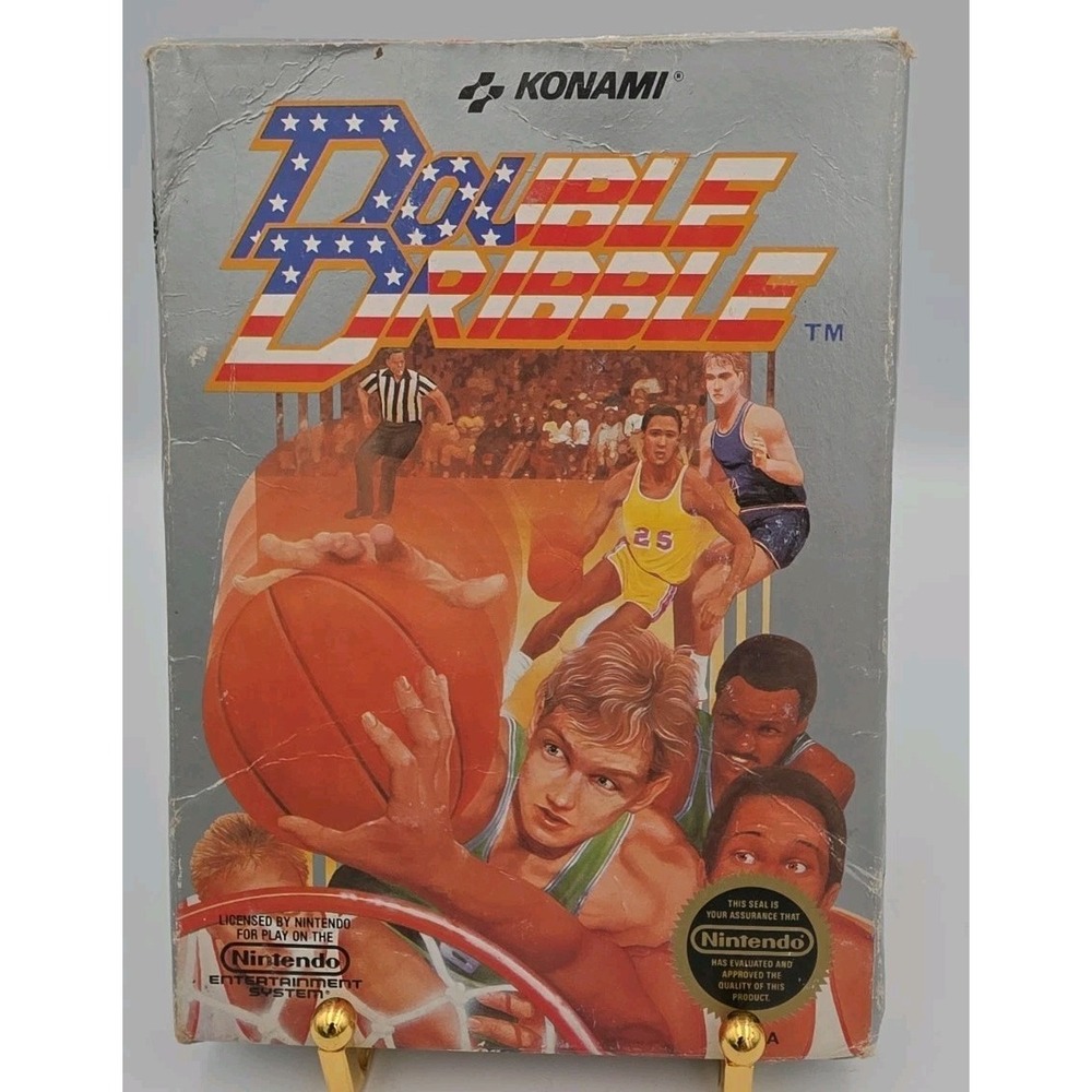 Vintage Nintendo NES DOUBLE DRIBBLE Basketball Game & Box & Manual Konami 1987